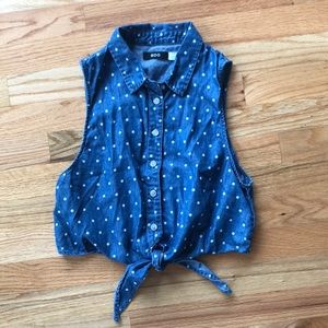 Chambray Polka Dot Knot Top